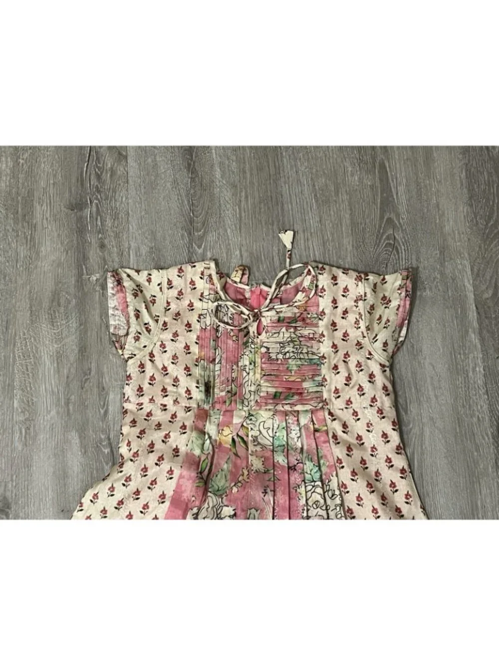 Vintage Genuine Girls Floral Dress 28” Colorful Sequins Cottagecore